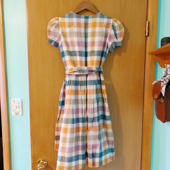 Gal Meets Glam Collection, Linen Check Dress, Size 0 - Picture 5 of 14